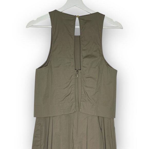 Banana Republic Layered Poplin Fit and Flare Dress Green Brown Women’s Size 10 - Picture 5 of 11